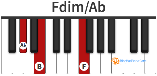 Chúng tôi quy chiếu Cb = B trên piano để bạn dễ dàng hình dung hợp âm trên piano hơn. Theo tính chất hợp âm thì luôn phải là F - Ab - Cb thể hiện Fdim chords nhé !