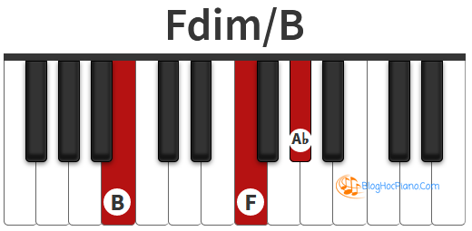 Chúng tôi quy chiếu Cb = B trên piano để bạn dễ dàng hình dung hợp âm trên piano hơn. Theo tính chất hợp âm thì luôn phải là F - Ab - Cb thể hiện Fdim chords nhé !