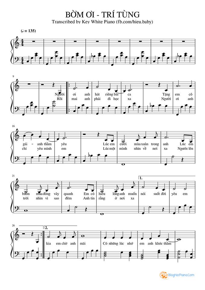 Bờm ơi sheet – Trí Tùng piano sheet Hợp Âm – Bờm ơi lyrics
