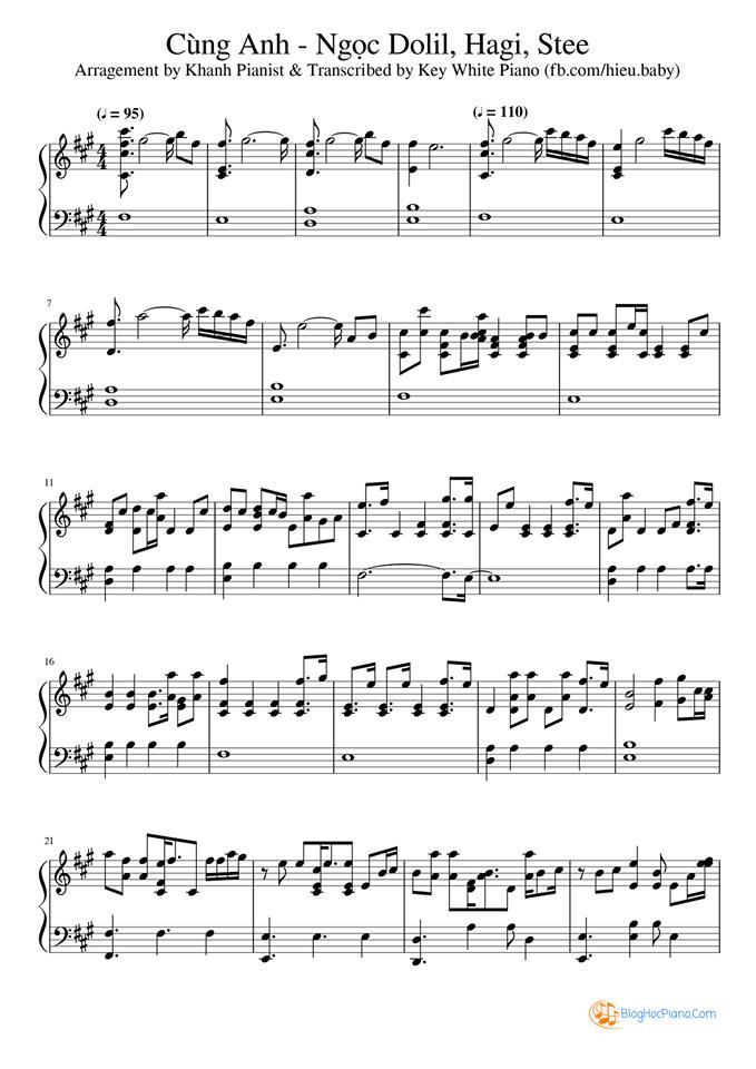 Cùng Anh sheet piano – Ngọc Dolil, Hagi, Stee piano sheet Hợp âm