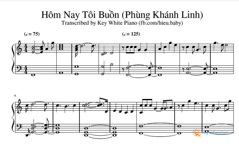 Hôm nay tôi buồn sheet piano – sheet nhạc piano hôm nay tôi buồn