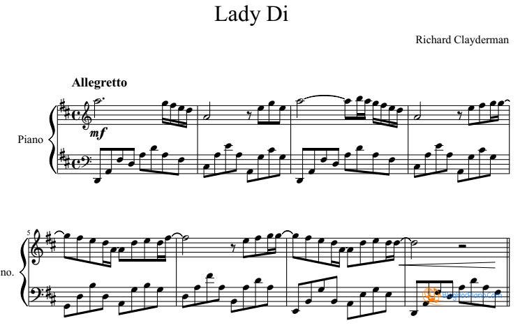 Lady di richard clayderman piano sheet pdf – lady di piano sheet music free