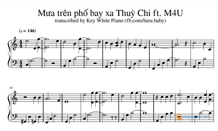 Mưa trên phố bay xa sheet piano – mưa trên phố bay xa piano Hợp âm Thuỳ Chi ft. M4U band