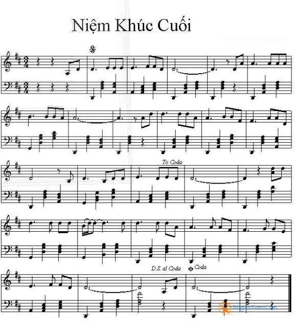 Niệm khúc cuối piano sheet music – Ngô Thụy Miên Hợp âm chuẩn Lyric
