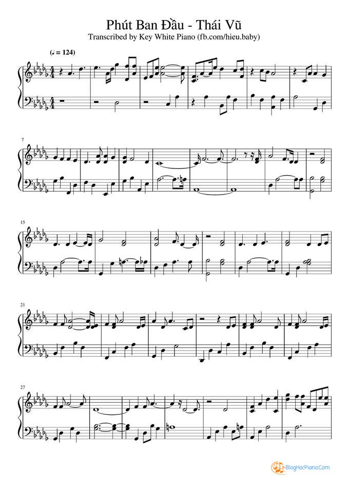 Phút ban đầu sheet piano – phút ban đầu thái vũ piano sheet