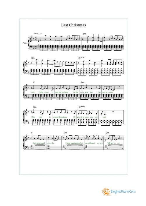 Sheet music piano last christmas