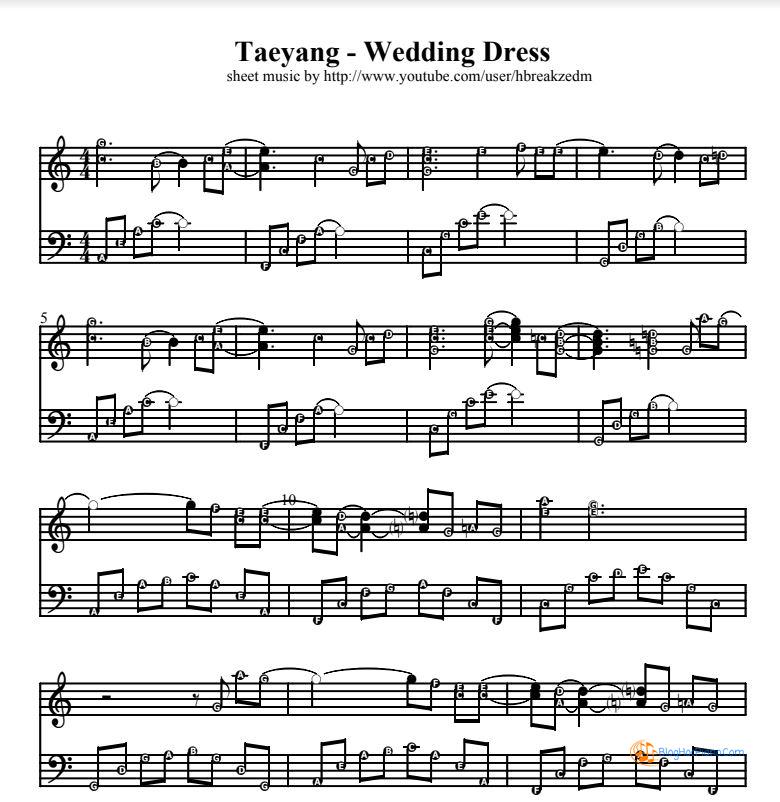 Taeyang wedding dress piano sheet