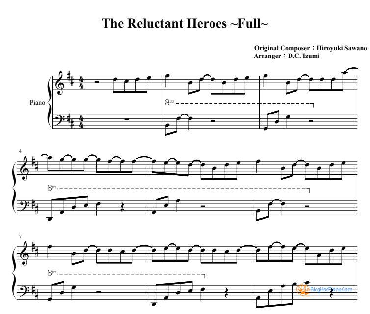 The reluctant heroes piano sheet music