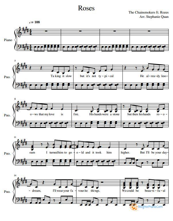 Roses piano sheet music