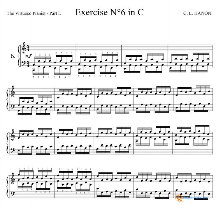 Những bài luyện ngón piano hướng dẫn cách luyện ngón piano trong bài tập số 6