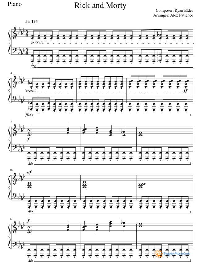 Rick and Morty Piano Sheets – Ryan Elder & Alex Patience