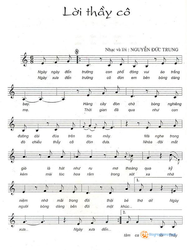 Sheet nhạc lời thầy cô