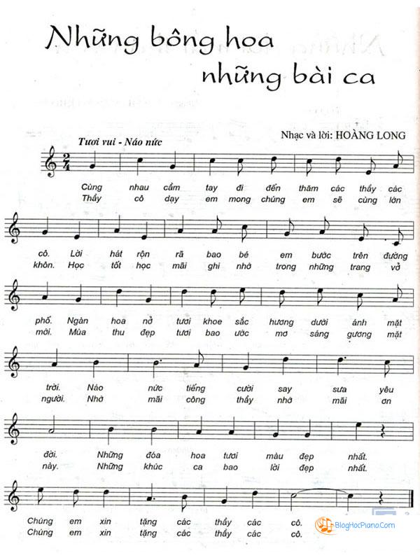 Sheet nhạc những bông hoa những bài ca