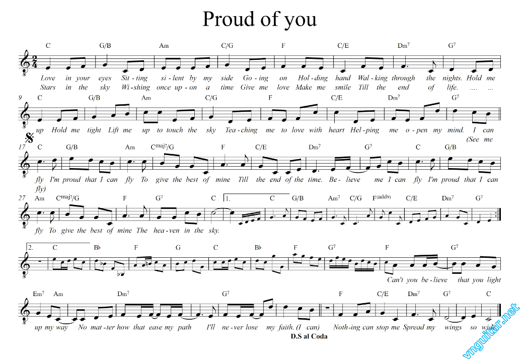 Sheet nhạc bài Proud of you