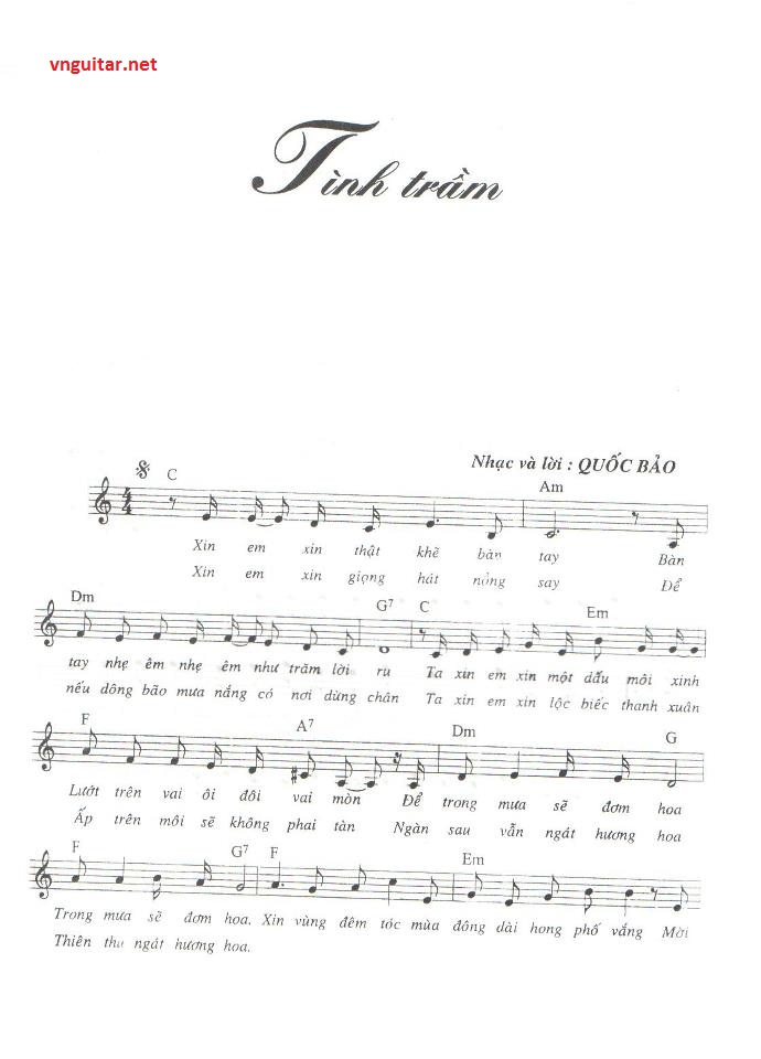 Sheet nhạc bài Tình trầm
