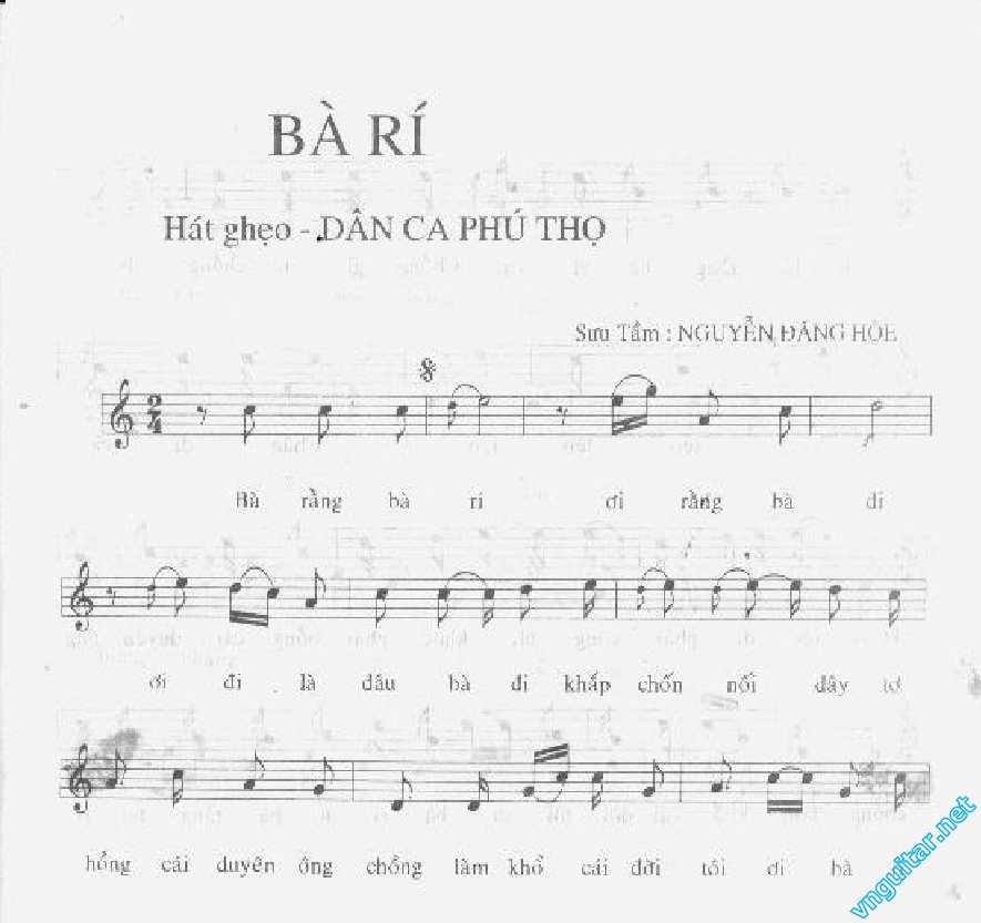 Sheet nhạc bài Bà Rằng bà Rí