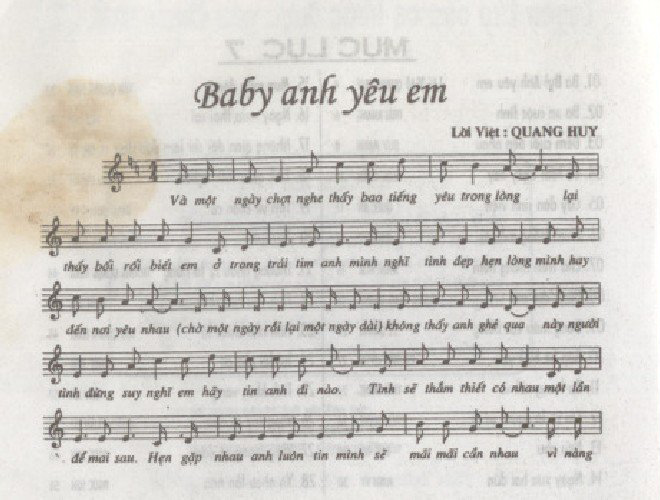 Sheet nhạc bài Baby anh yêu em