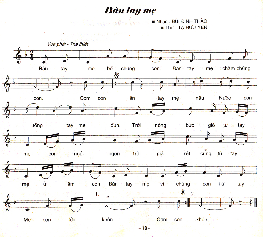 Sheet nhạc bài Bàn tay mẹ