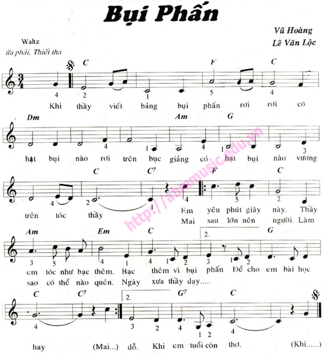 Sheet nhạc bài Bụi phấn