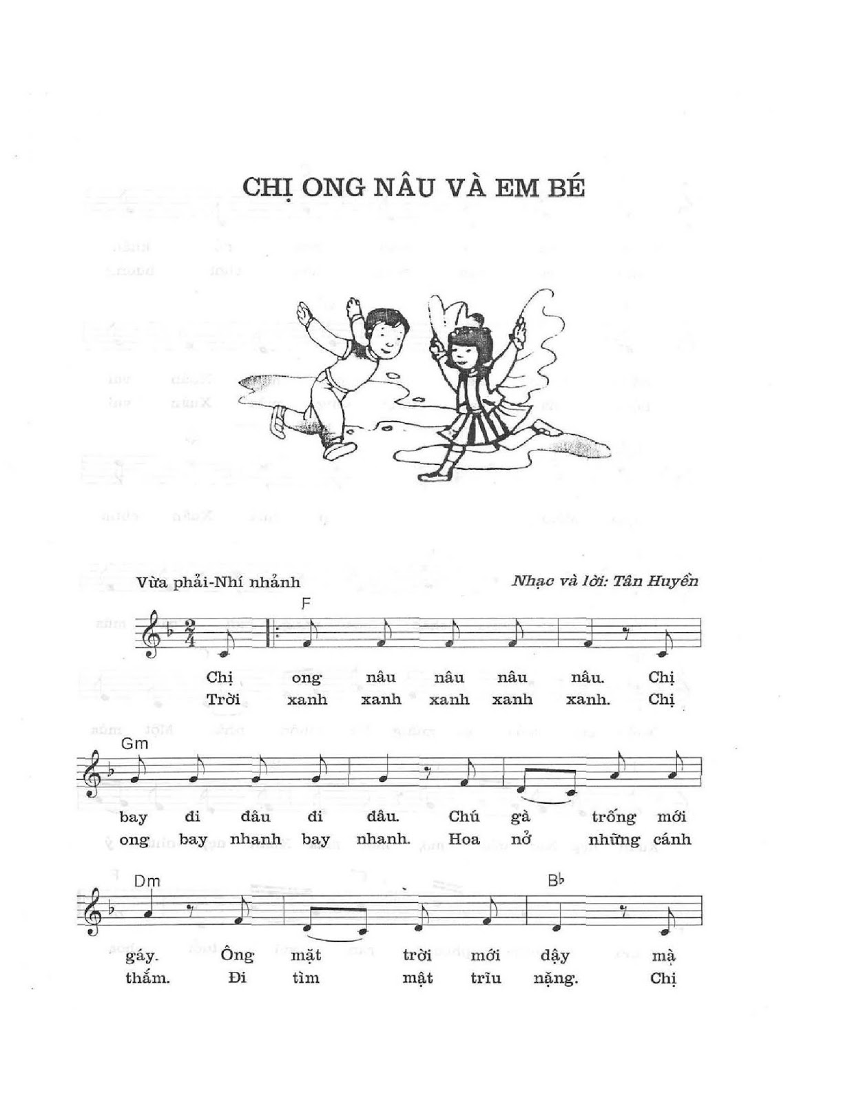 Sheet nhạc bài Chị ong nâu và em bé