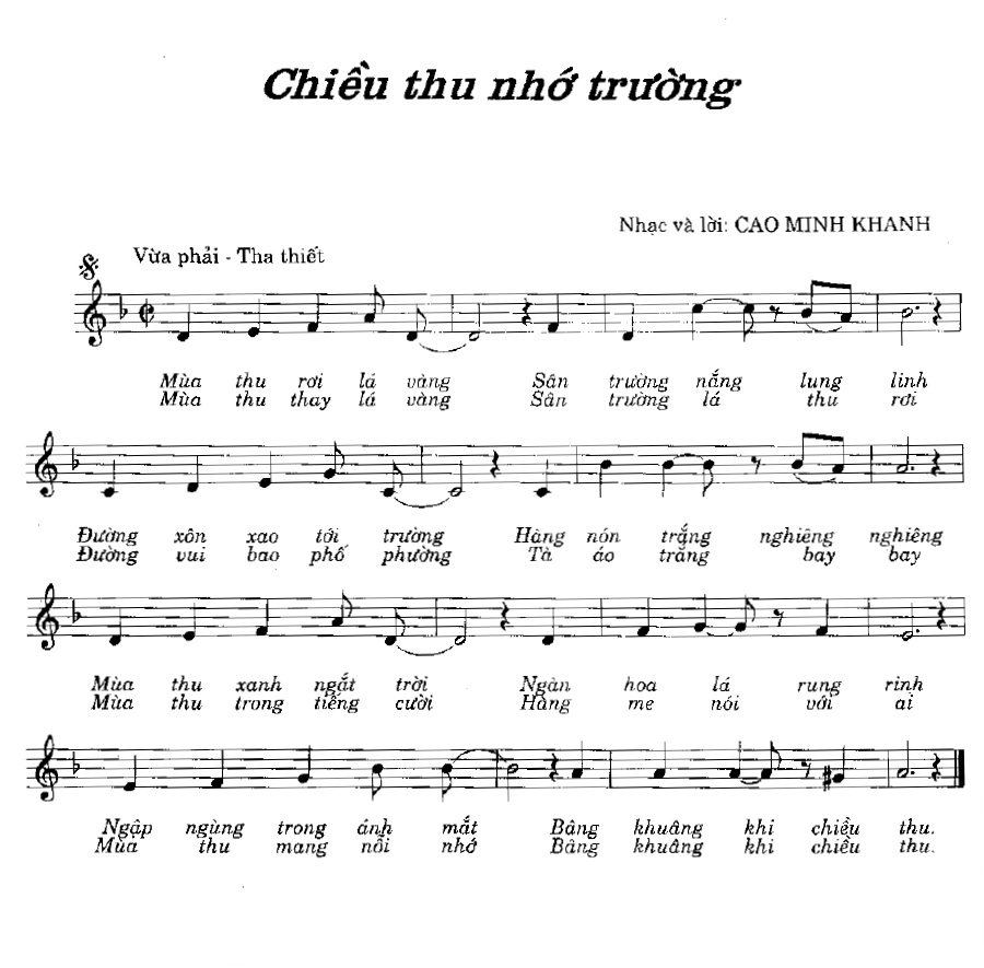 Sheet nhạc bài Chiều thu nhớ trường