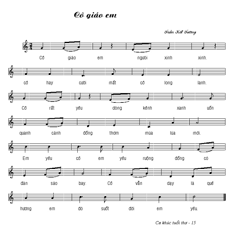 Sheet nhạc bài Cô giáo em
