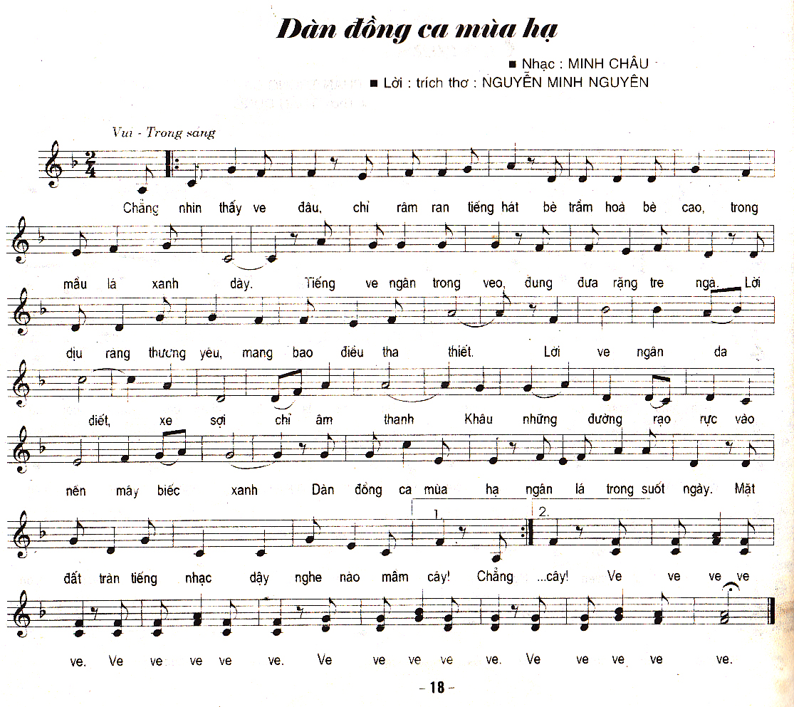 Sheet nhạc bài Dàn đồng ca mùa hạ