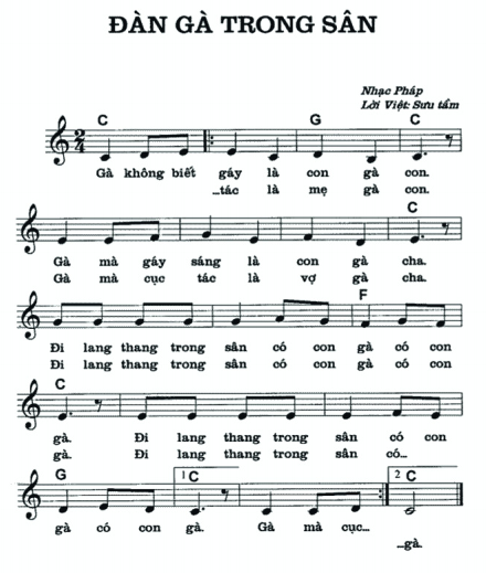 Sheet nhạc bài Đàn gà trong sân (Le coq est mort)