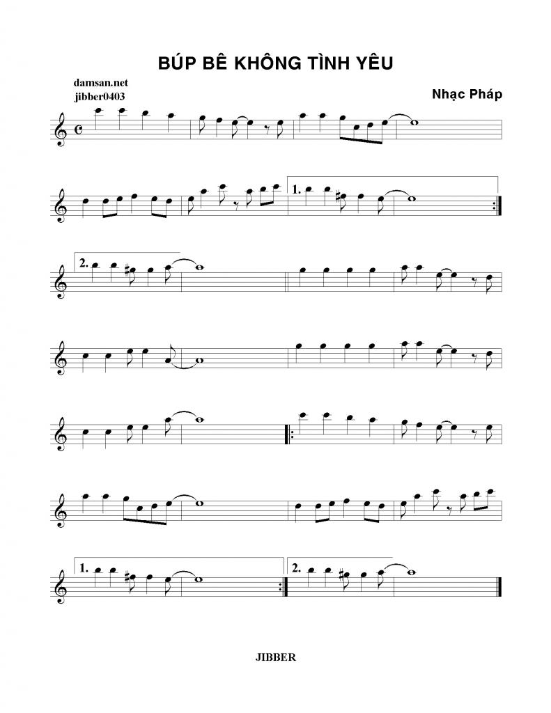 Sheet nhạc bài Búp bê không tình yêu (Poupée de cire, poupée de son)