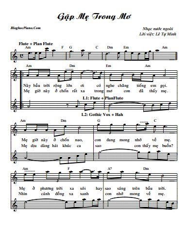 Gặp mẹ trong mơ sheet organ