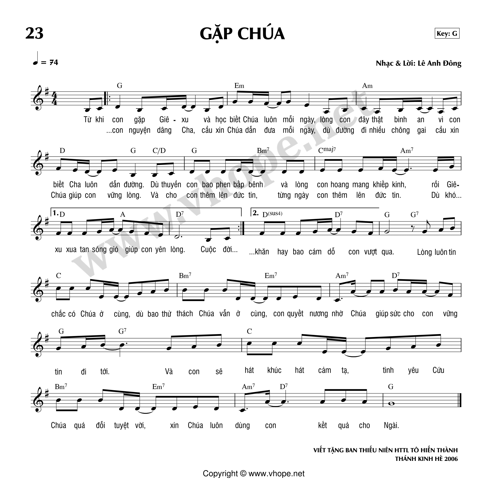 Sheet nhạc bài Gặp Chúa