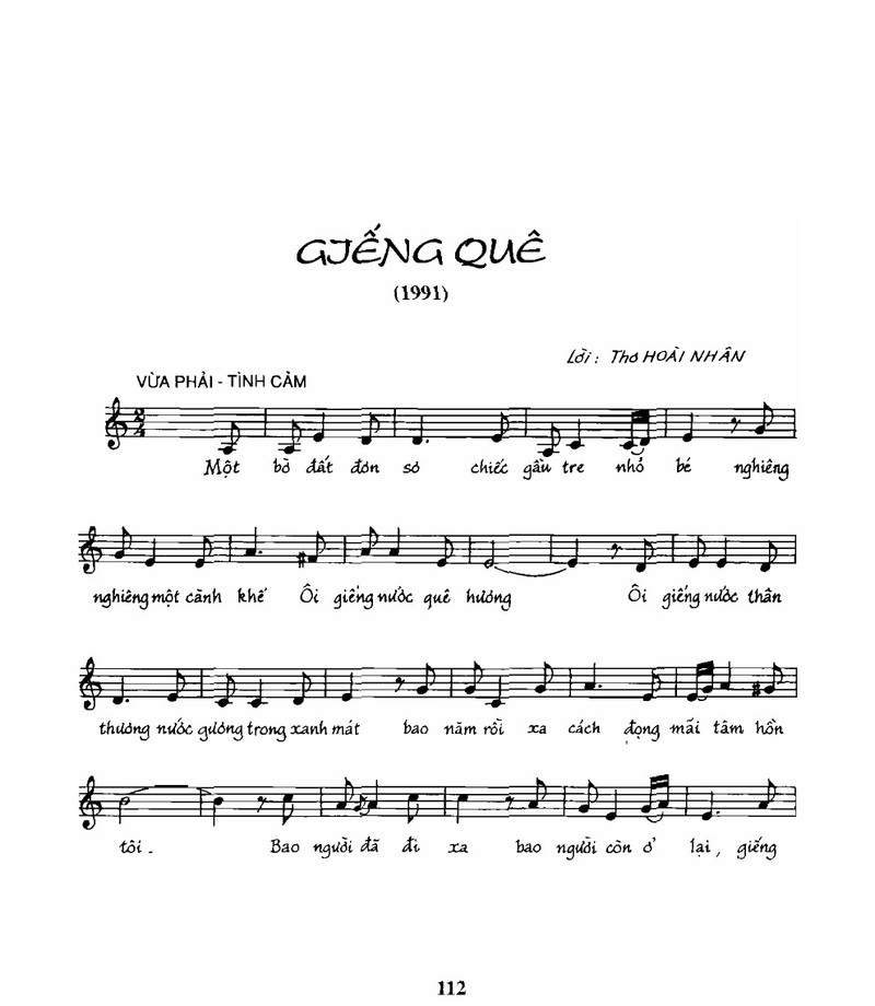 Sheet nhạc bài Giếng quê