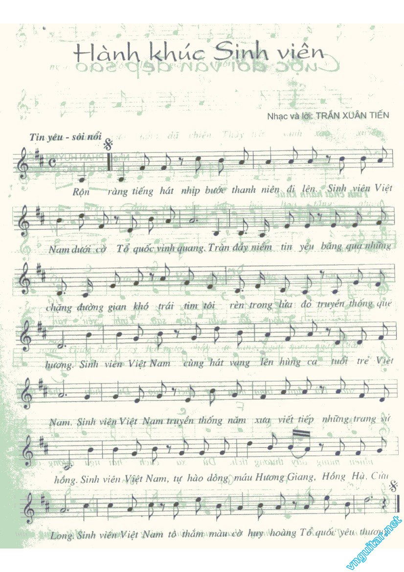 Sheet nhạc bài Hành khúc sinh viên