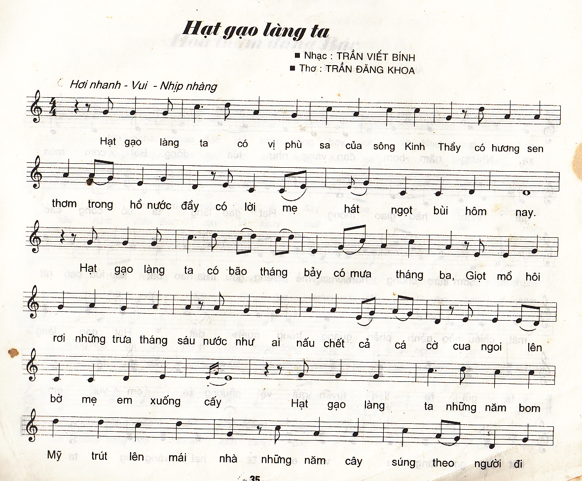 Sheet nhạc bài Hạt gạo làng ta