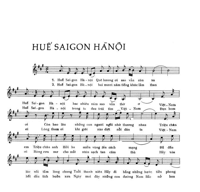 Sheet nhạc bài Huế Sài Gòn Hà Nội