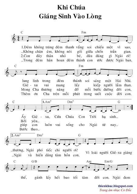 Sheet nhạc bài Khi Chúa giáng sinh vào lòng