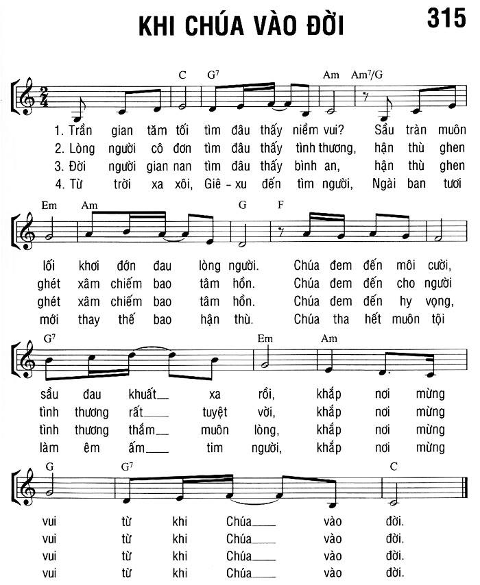 Sheet nhạc bài Khi Chúa vào đời