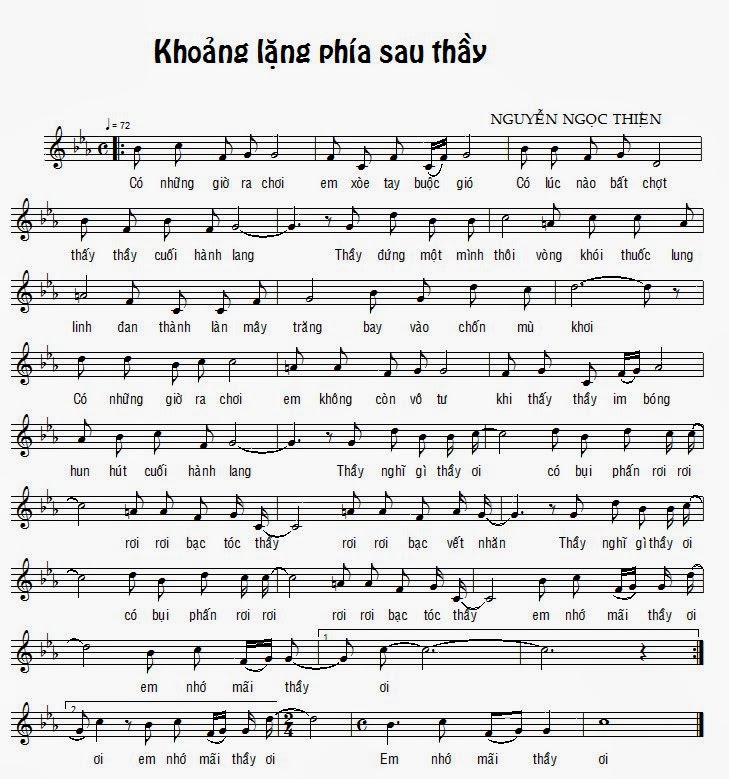 Sheet nhạc bài Khoảng lặng phía sau thầy