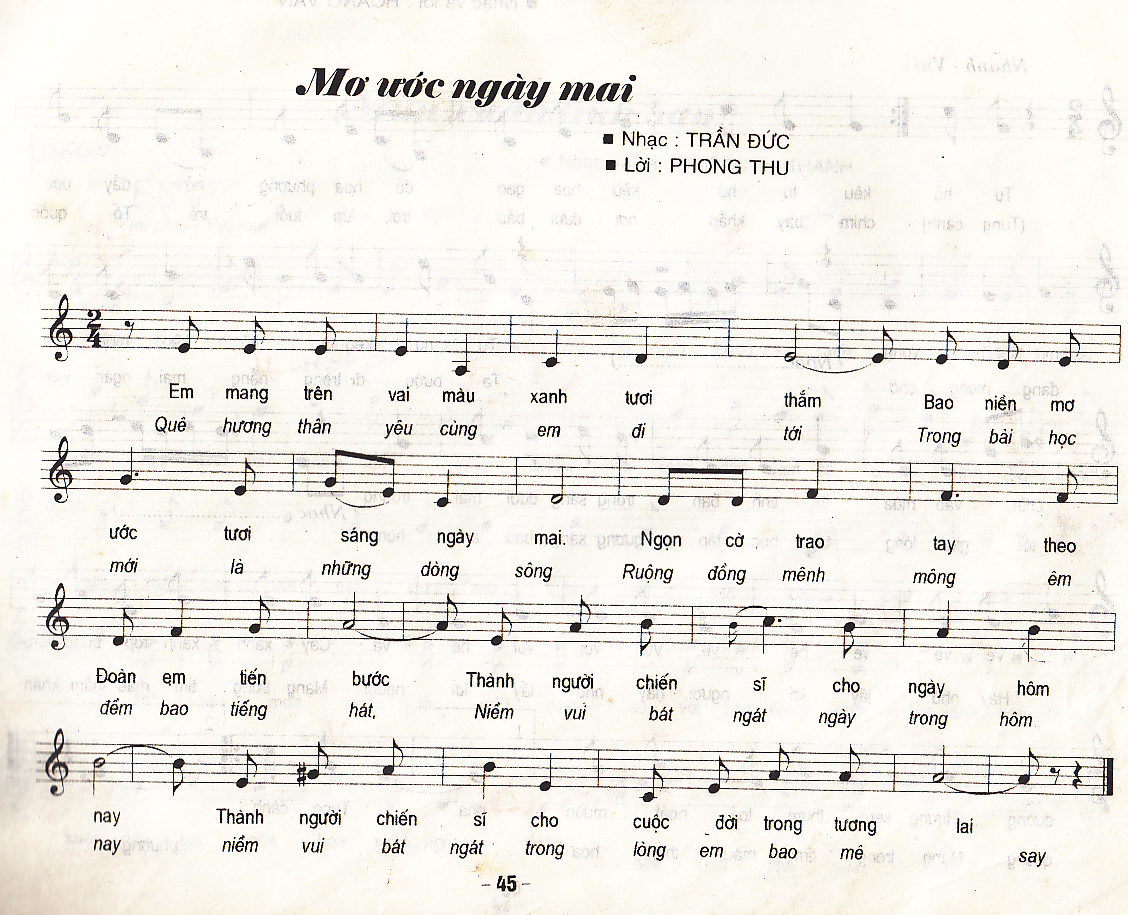 Sheet nhạc bài Mơ ước ngày mai