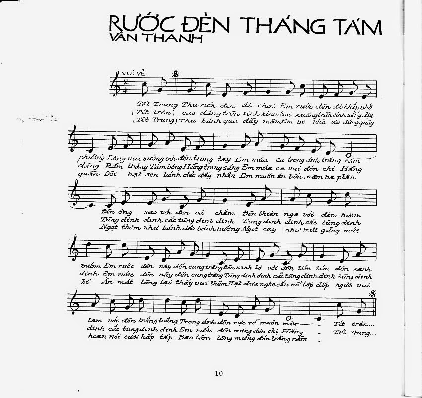 Sheet nhạc bài Rước đèn tháng 8 (Rước đèn tháng tám)