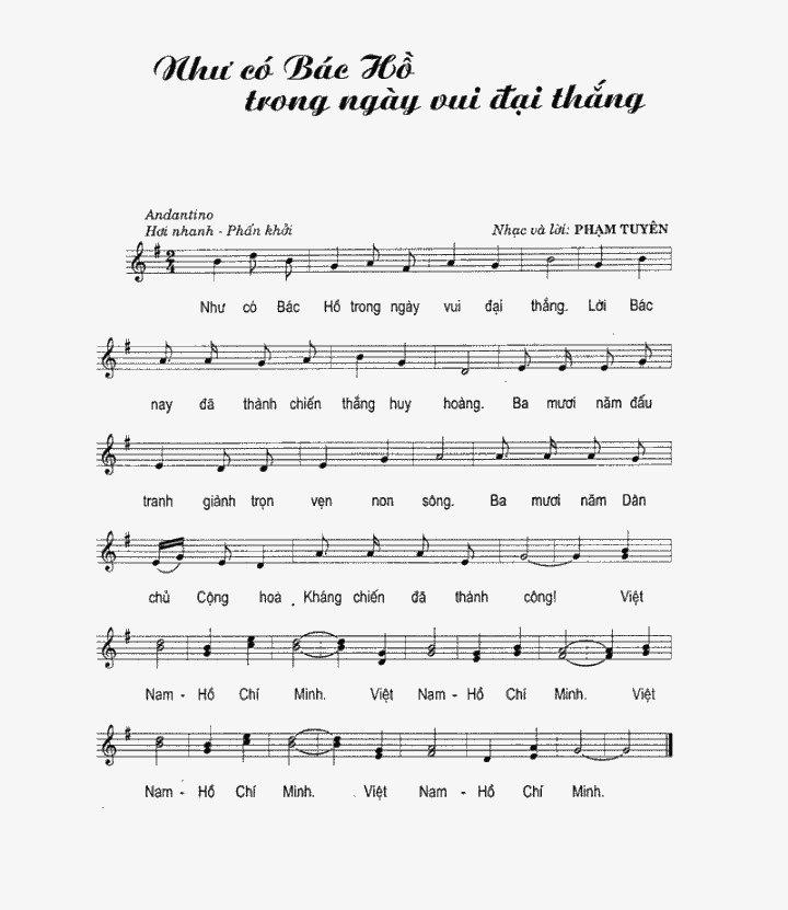 Sheet nhạc bài Như có Bác Hồ trong ngày vui đại thắng