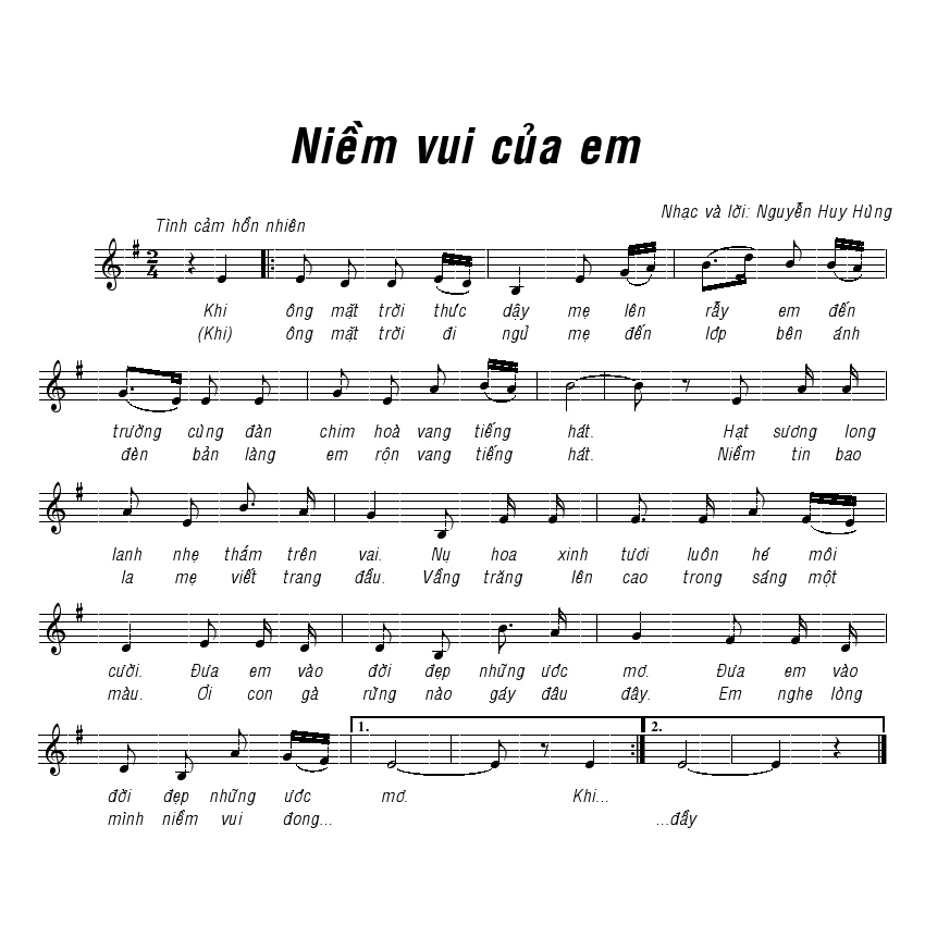 Sheet nhạc bài Niềm vui của em