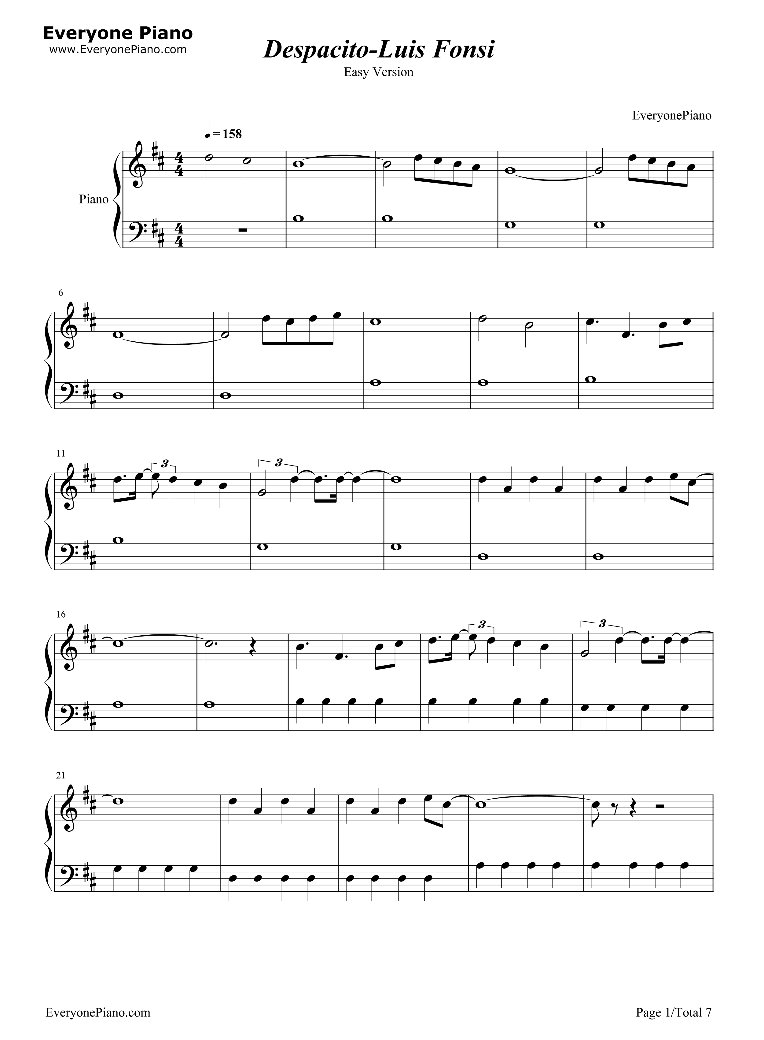 Sheet nhạc bài Despacito