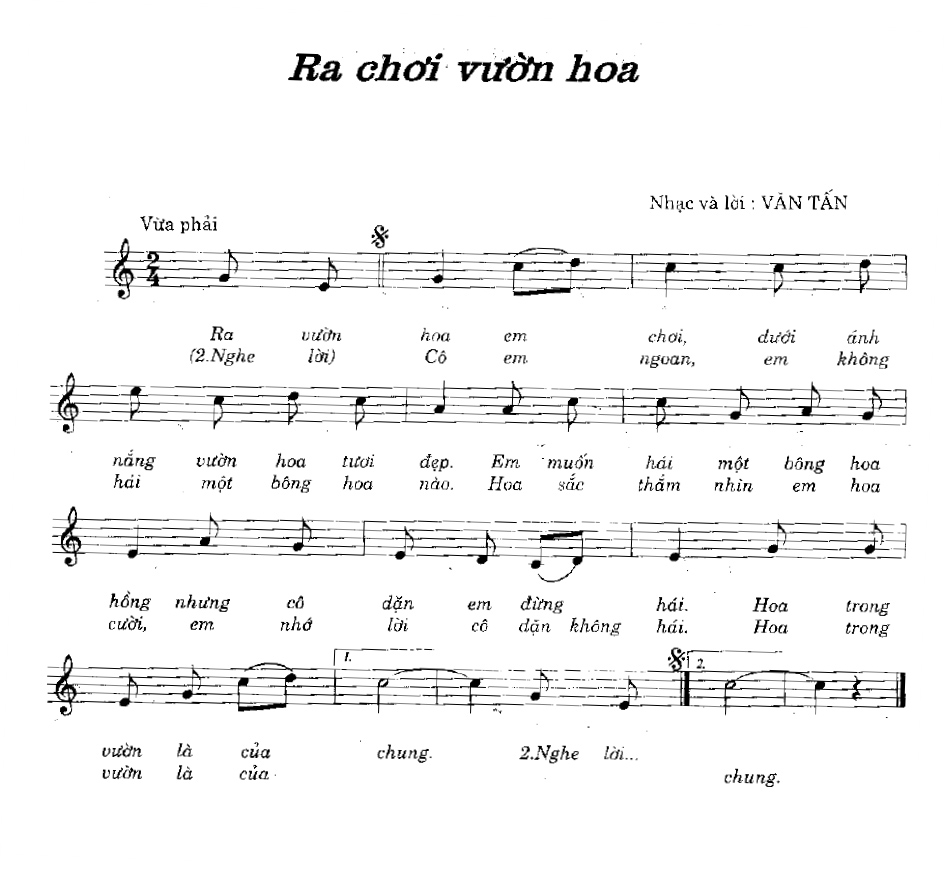 Sheet nhạc bài Ra chơi vườn hoa