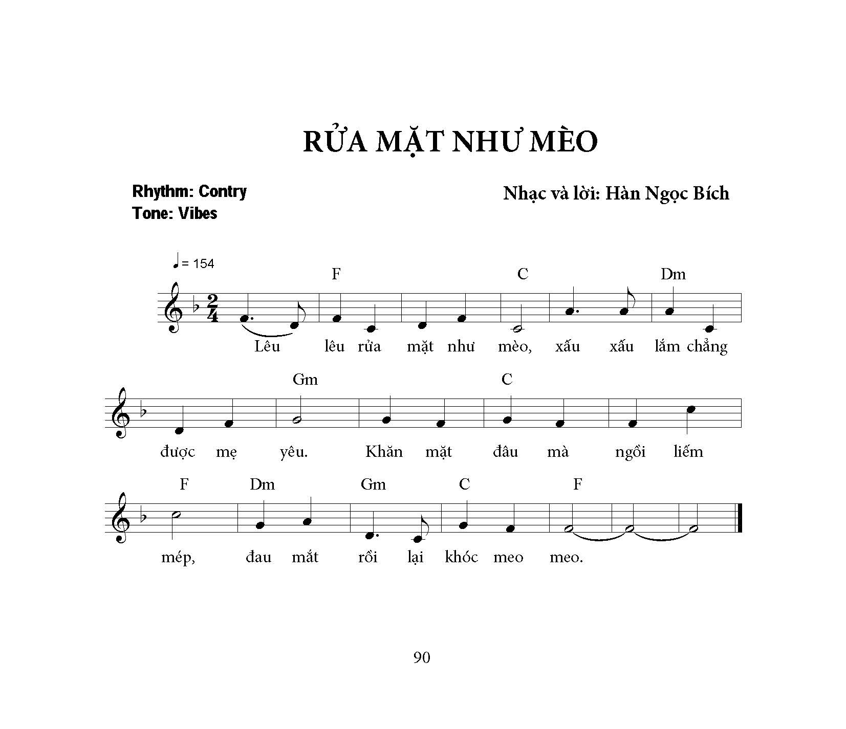 Sheet nhạc bài Rửa mặt như mèo