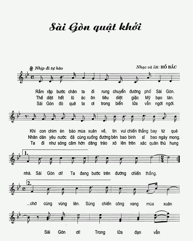 Sheet nhạc bài Sài Gòn quật khởi
