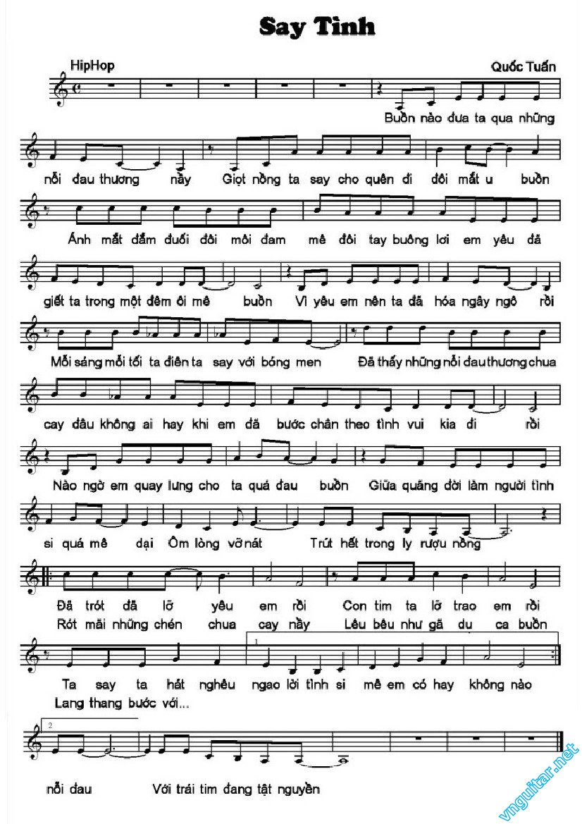 Sheet nhạc bài Say tình (L’italiano)
