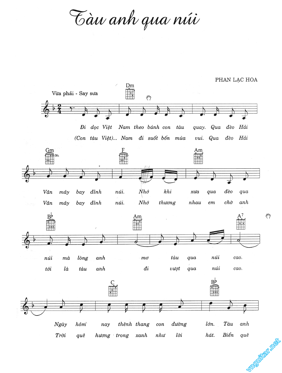 Sheet nhạc bài Tàu anh qua núi