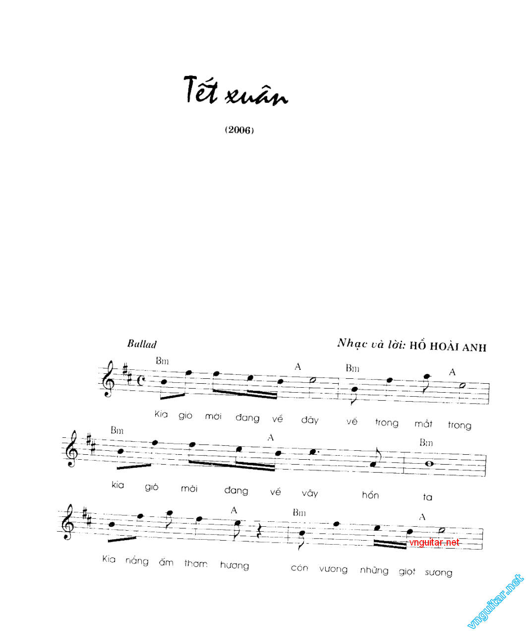 Sheet nhạc bài Tết xuân