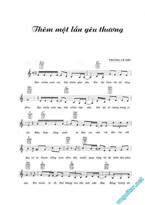 Sheet nhạc bài Thêm một lần yêu thương